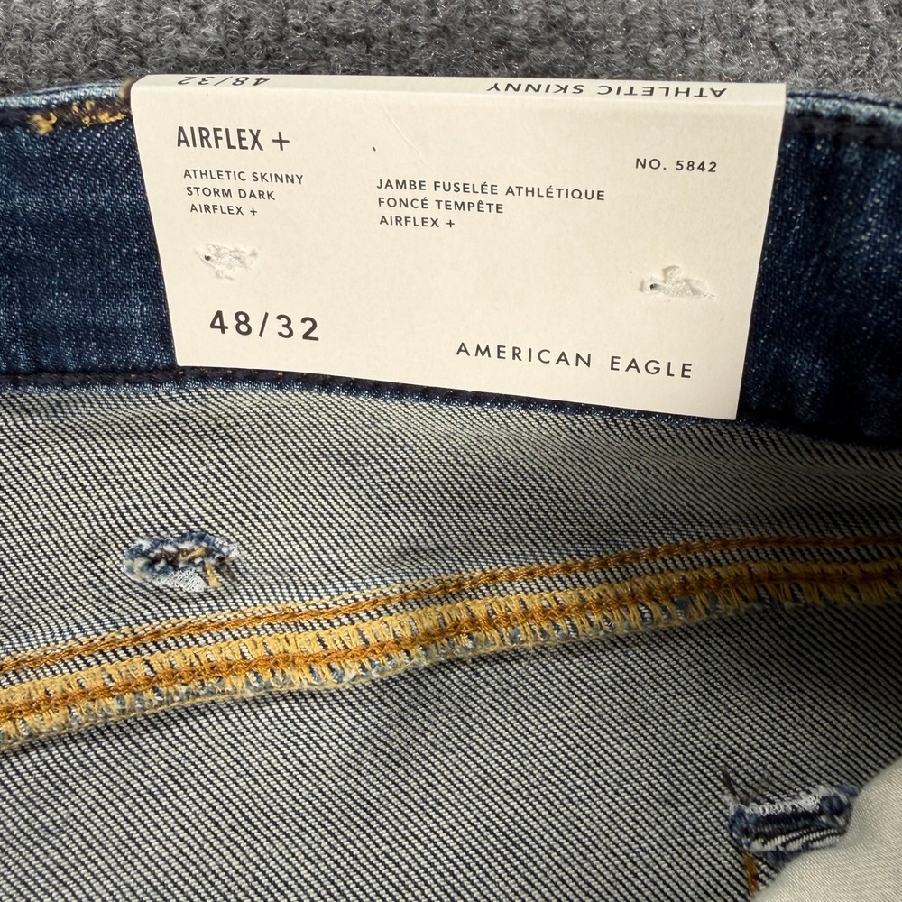 American Eagle Mens Airflex+ Athletic Skinny Jeans Storm Dark 48x32 NWT #4122 - Picture 8 of 12
